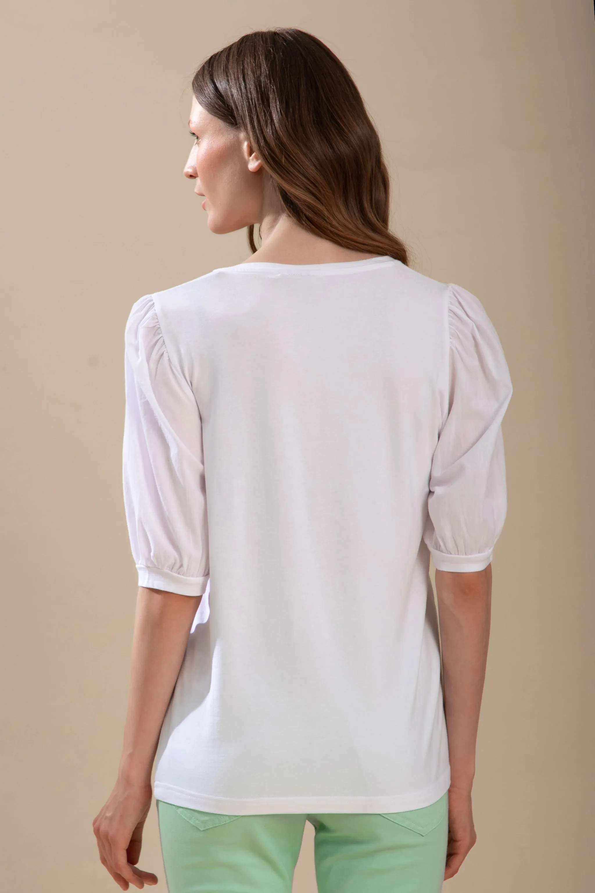 Balloon Sleeve Classic White T-Shirt