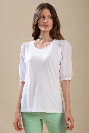 Balloon Sleeve Classic White T-Shirt