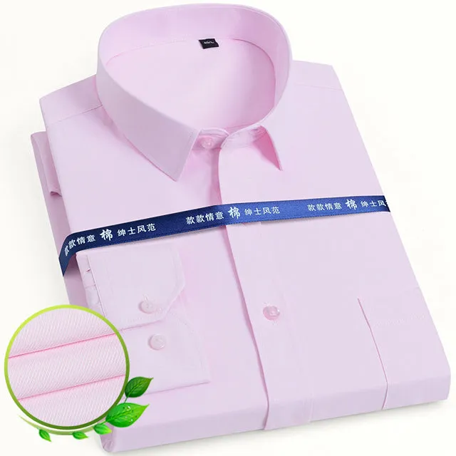 Basic Dress Shirt Single Patch Pocket Formal Business Shirt