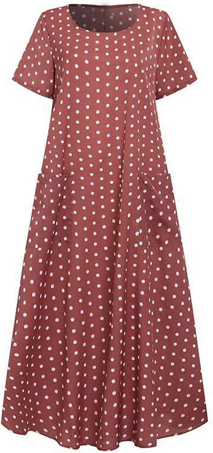 Casual Summer Dresses for Women 2025,Women's Beach Floral Printed Maxi Dress Flowy V Neck Loose Daily Vintage Dresses