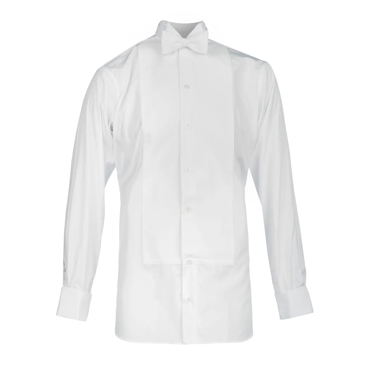 Classic Fit Plain Marcella Double Cuff Wing Collar Dress Shirt in White