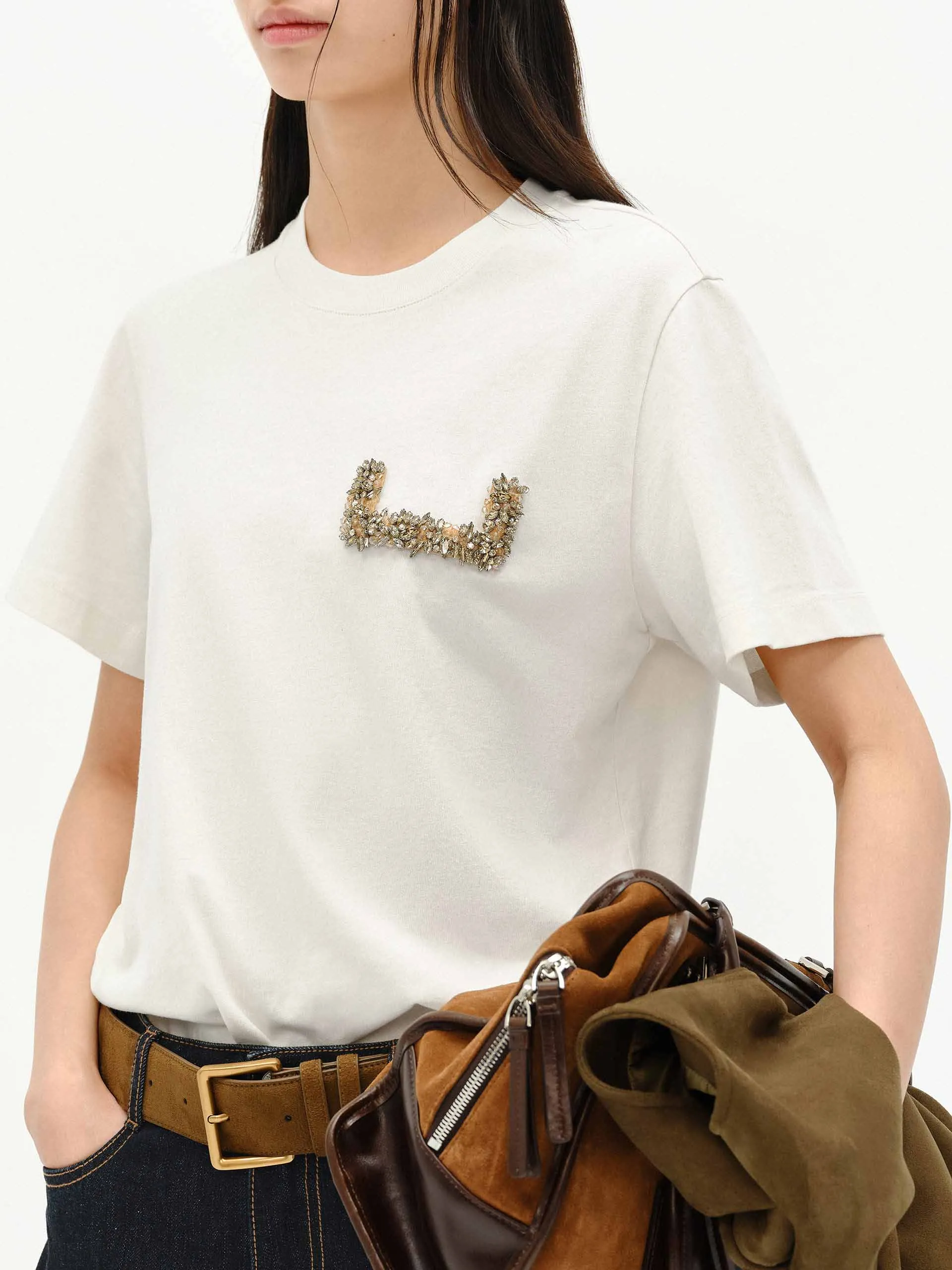 Crystal Detail Cotton T-shirt