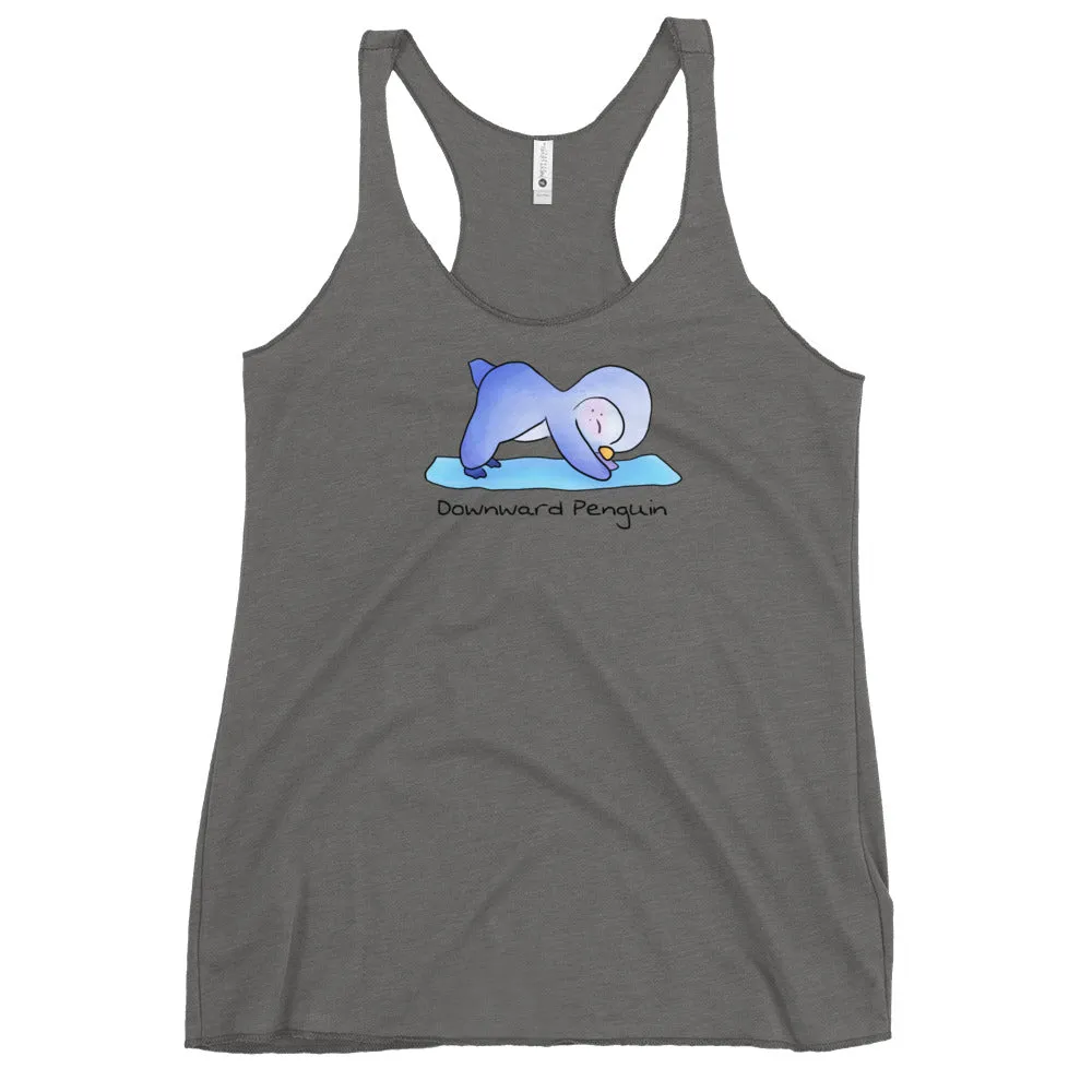 Downward penguin yoga top - Women's Racer-back Tank Top