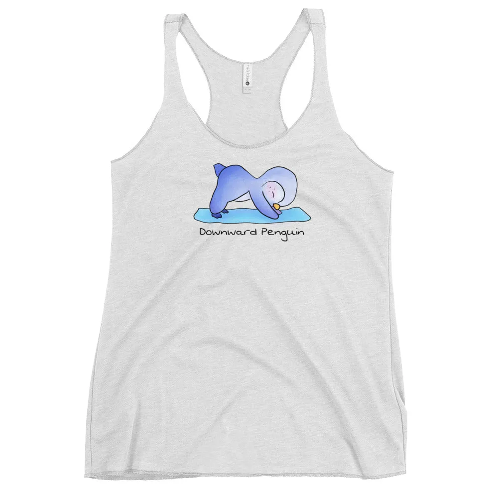 Downward penguin yoga top - Women's Racer-back Tank Top