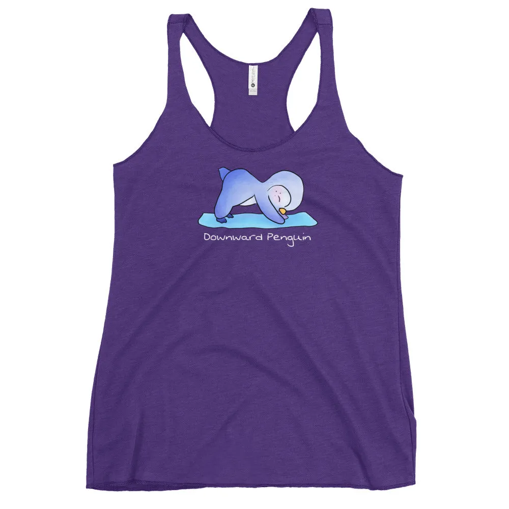 Downward penguin yoga top - Women's Racer-back Tank Top