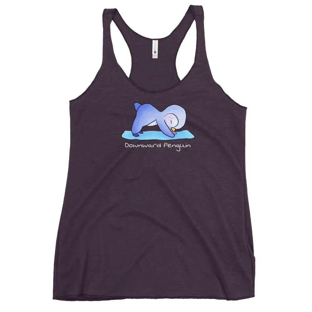 Downward penguin yoga top - Women's Racer-back Tank Top
