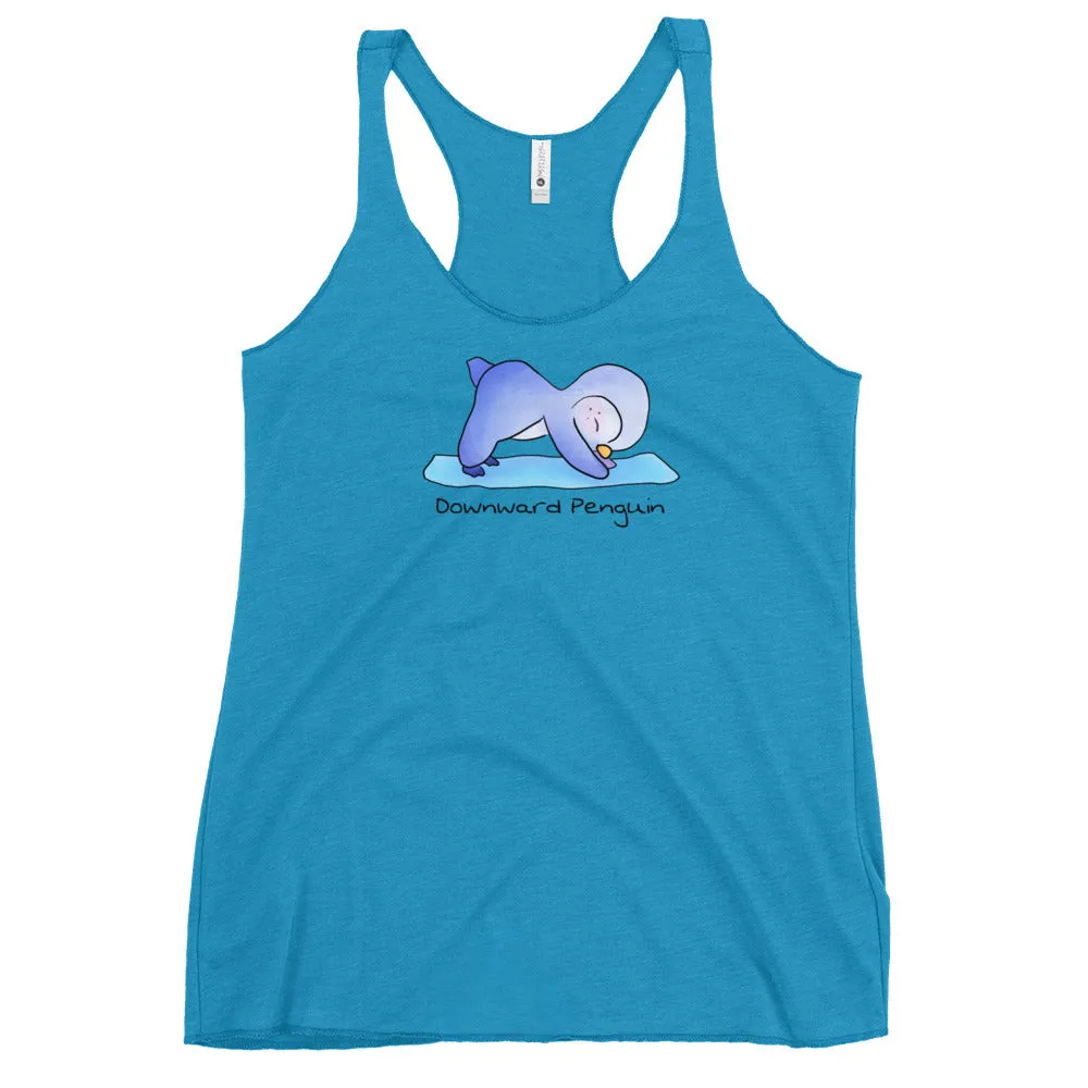Downward penguin yoga top - Women's Racer-back Tank Top