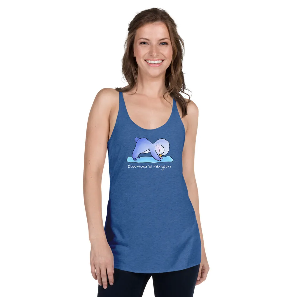 Downward penguin yoga top - Women's Racer-back Tank Top