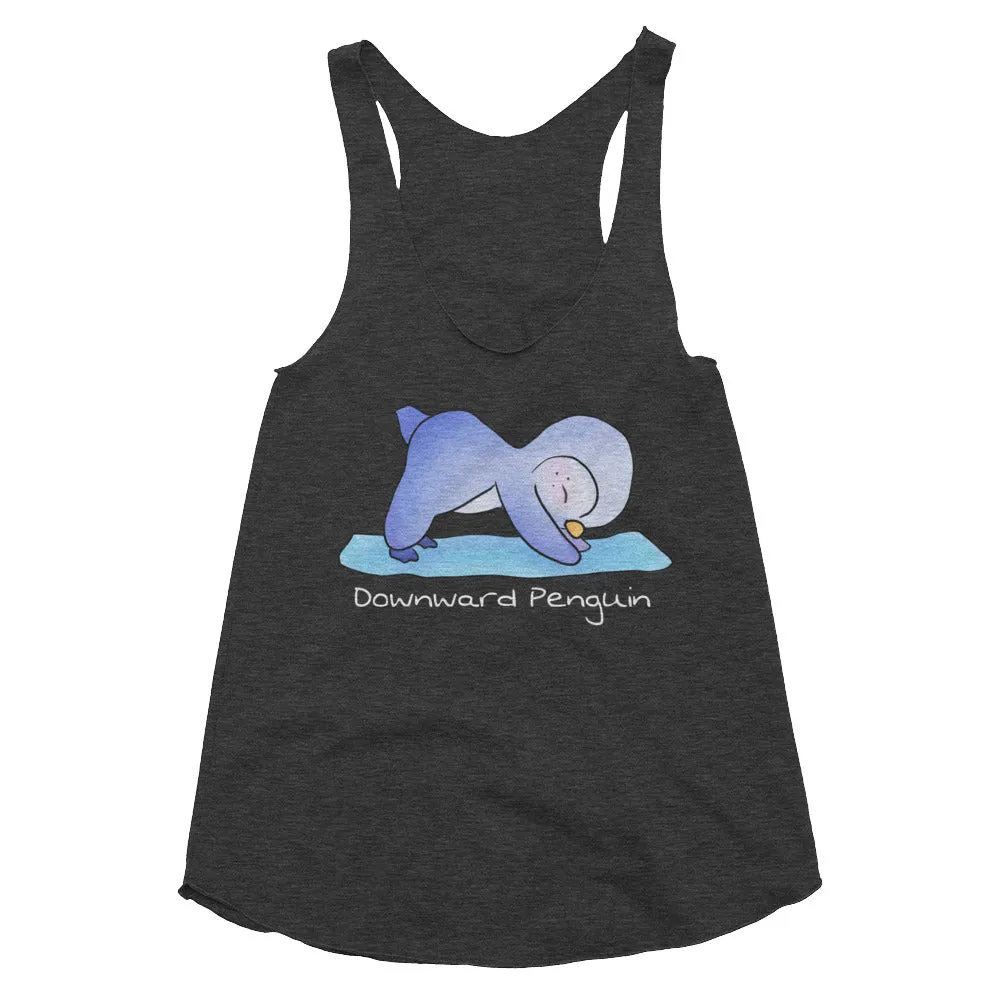 Downward penguin yoga top - Women's Racer-back Tank Top