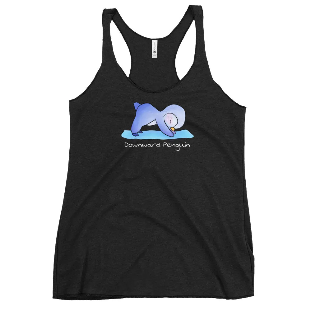 Downward penguin yoga top - Women's Racer-back Tank Top