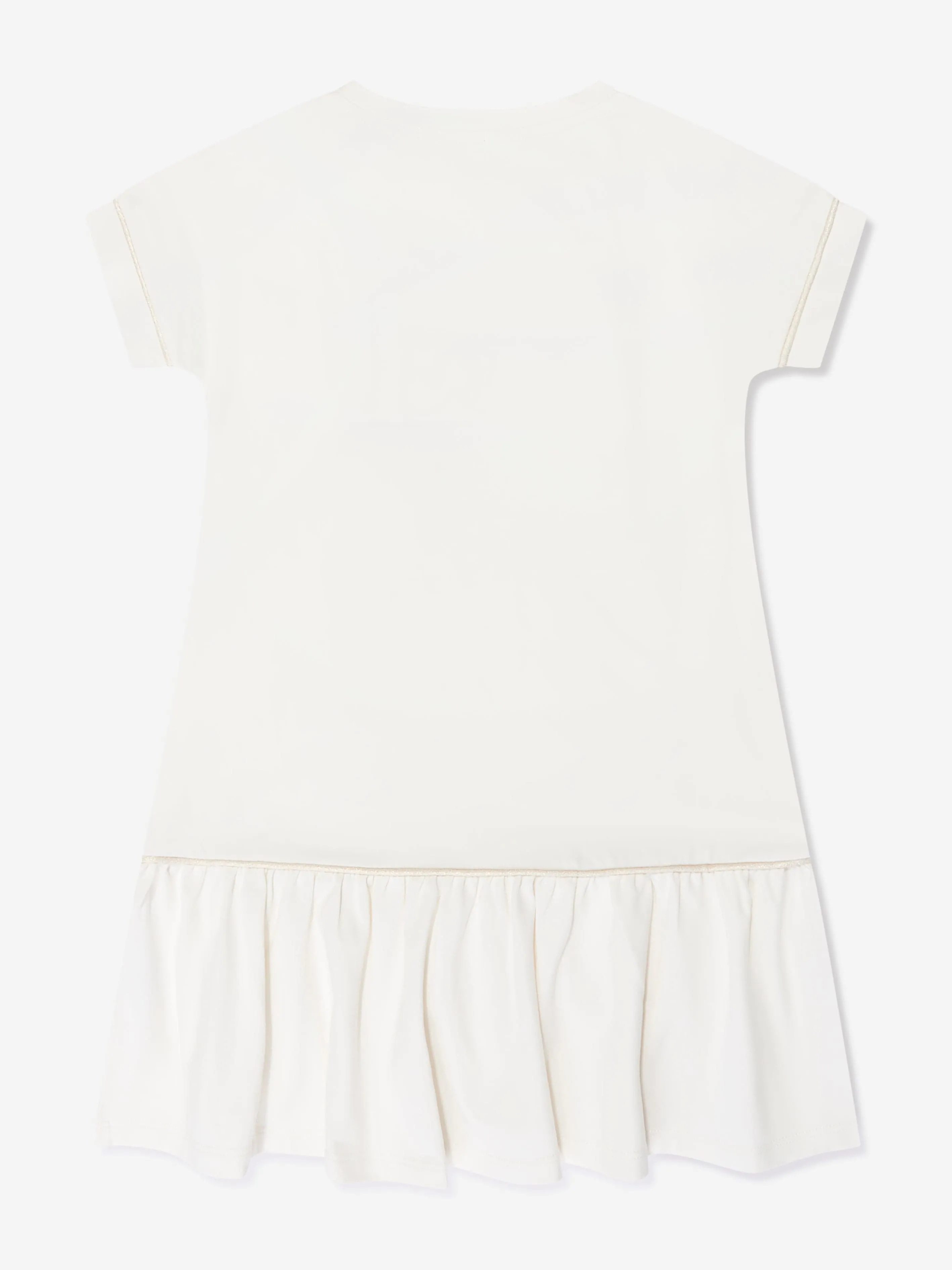 Escada Girls Embroidered Logo T-Shirt Dress in White
