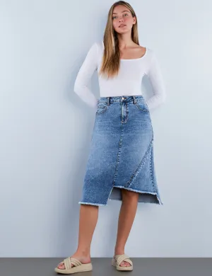 Fray Two Step Denim Skirt