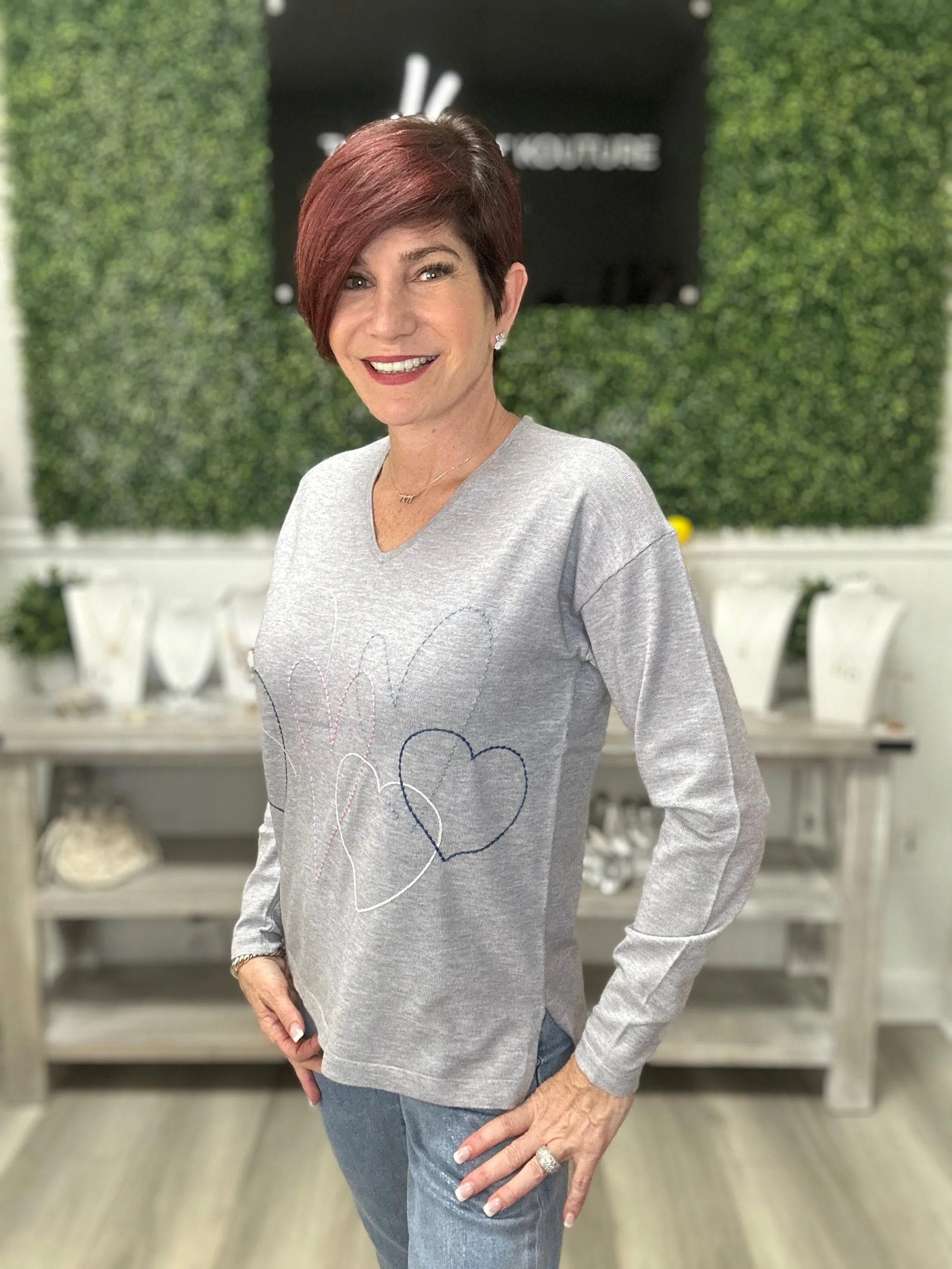 Heart V-Neck Sweater