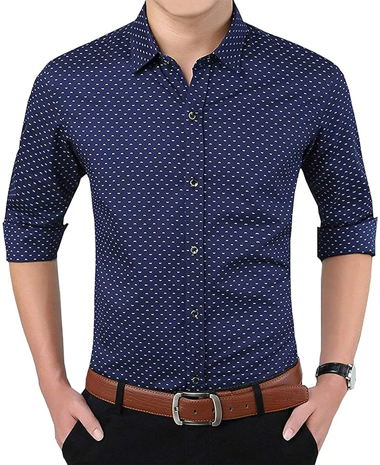 Print Dotted Cotton Shirts for Men Formal Wear