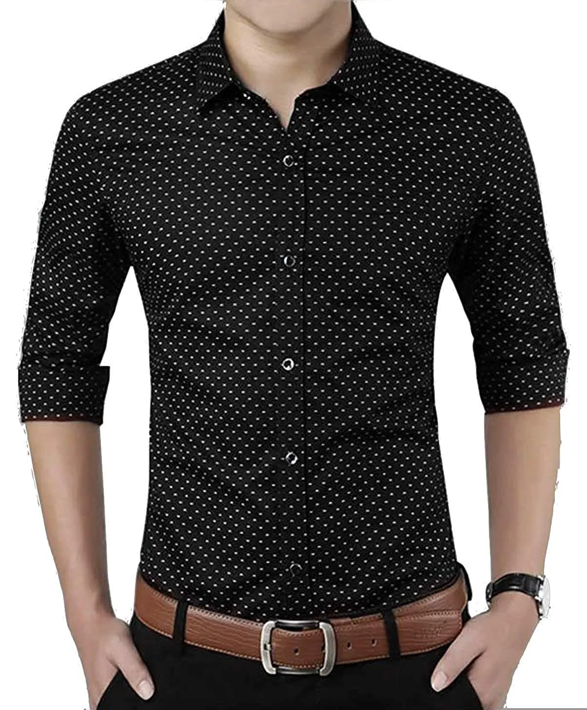 Print Dotted Cotton Shirts for Men Formal Wear