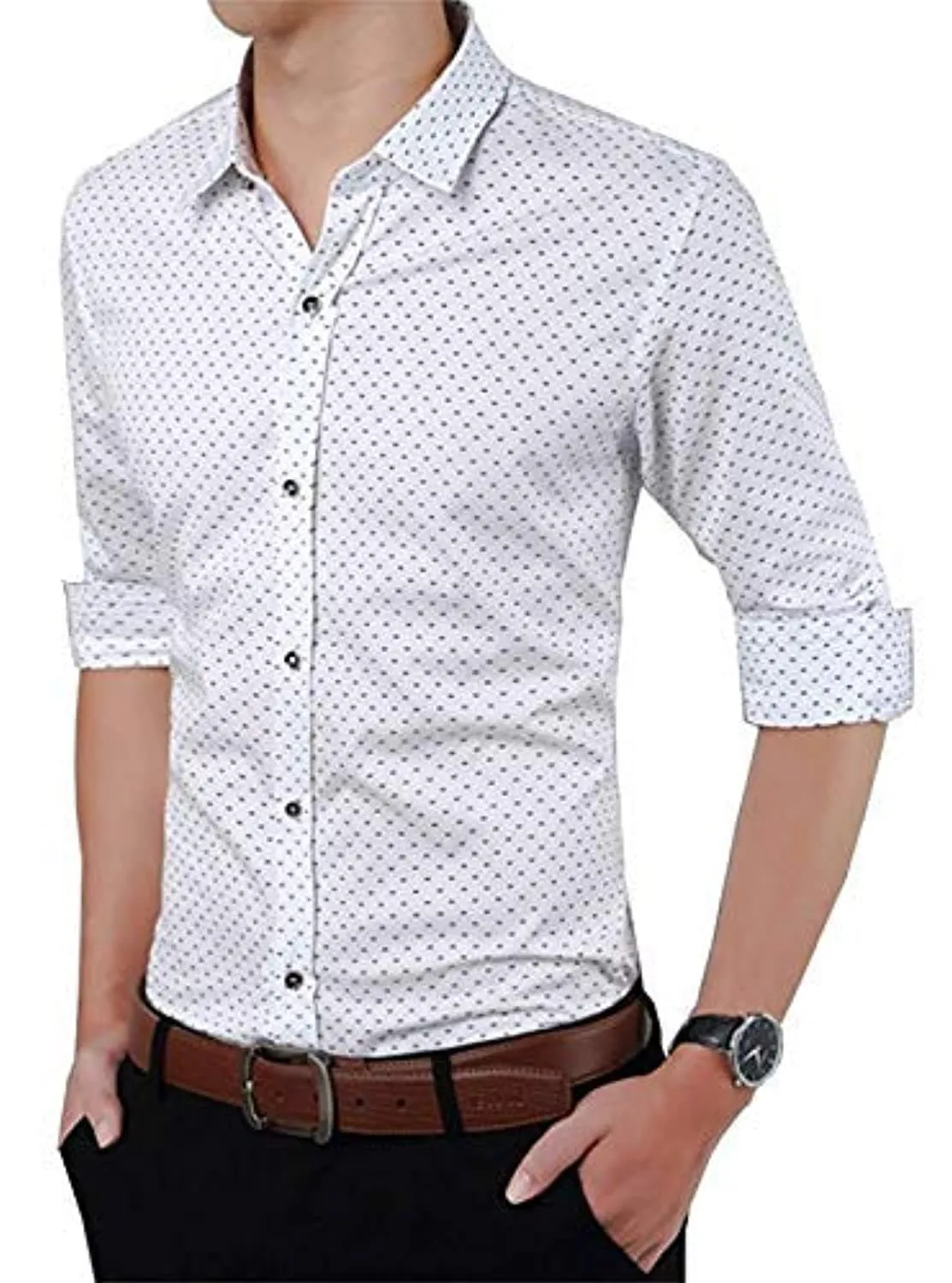Print Dotted Cotton Shirts for Men Formal Wear