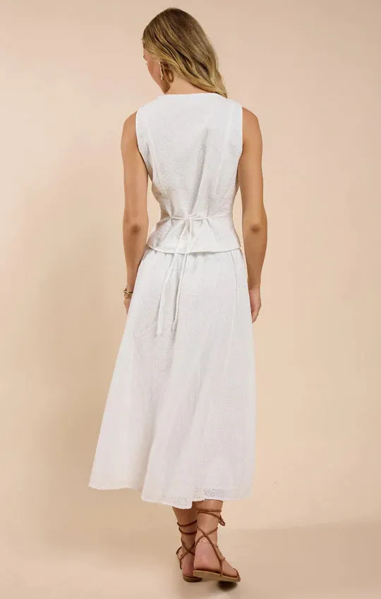 Sundream Eyelet Drawstring Maxi Skirt