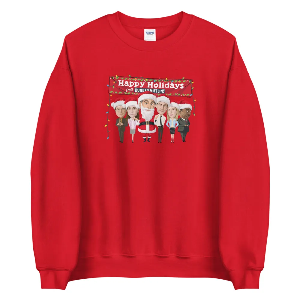 The Office Dunder Mifflin Happy Holidays Fleece Crewneck Sweatshirt