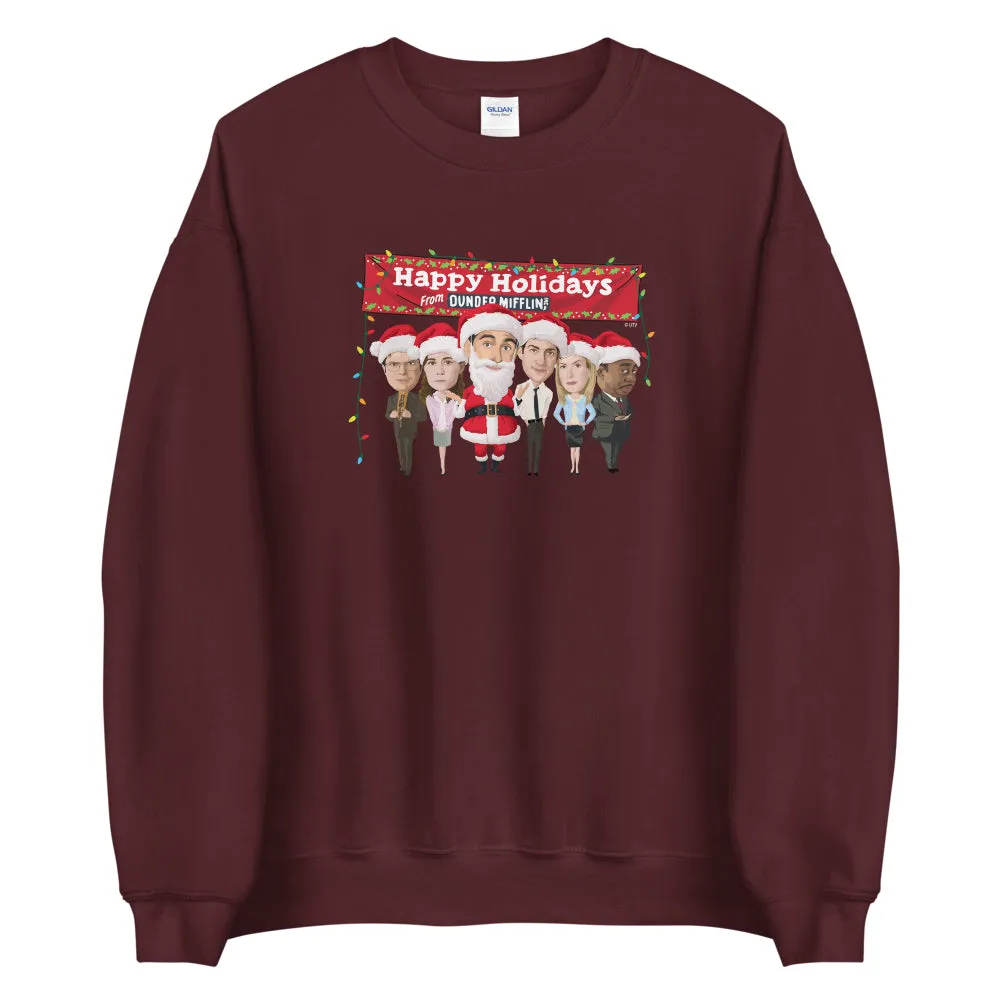The Office Dunder Mifflin Happy Holidays Fleece Crewneck Sweatshirt