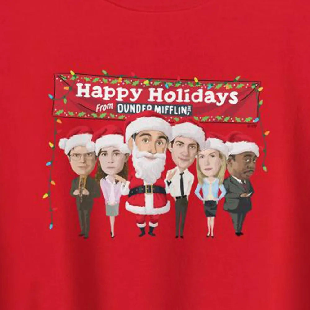 The Office Dunder Mifflin Happy Holidays Fleece Crewneck Sweatshirt